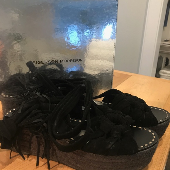 Sigerson Morrison SMCOSIE Blk Platform Sandal 10 - Picture 3 of 6